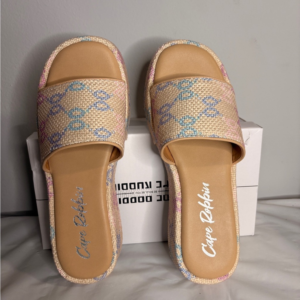 Cape Robbin Pastel Woven Slide Sandals
